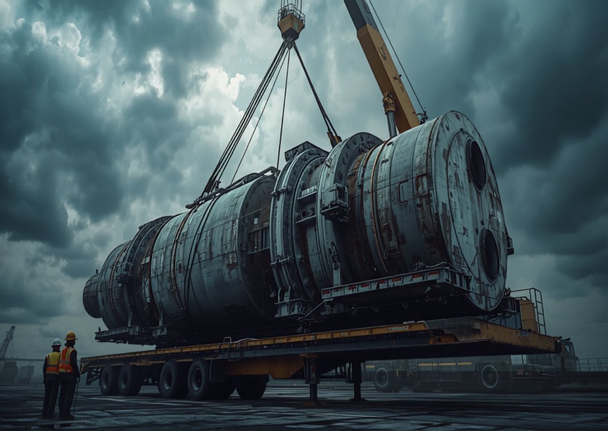 Heavy-lift equipment loading oversized industrial cargo for MTLS project cargo service